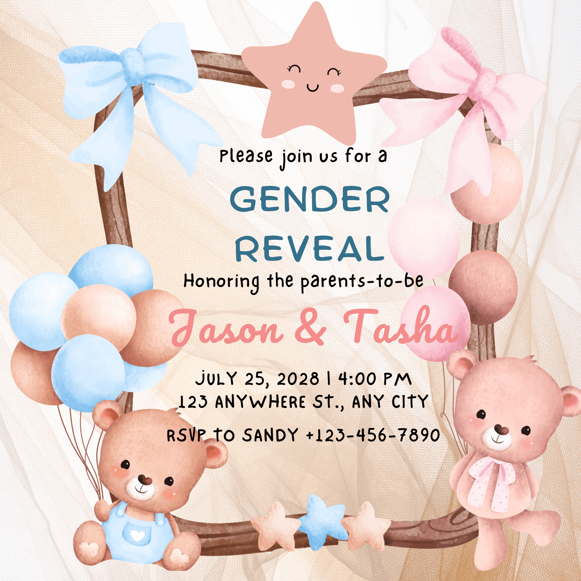 JMiY Invitations Bunting Personalized Gender Reveal Invitation – Digital Download | Custom Baby Reveal Party Invite | Emailed PDF or JPG