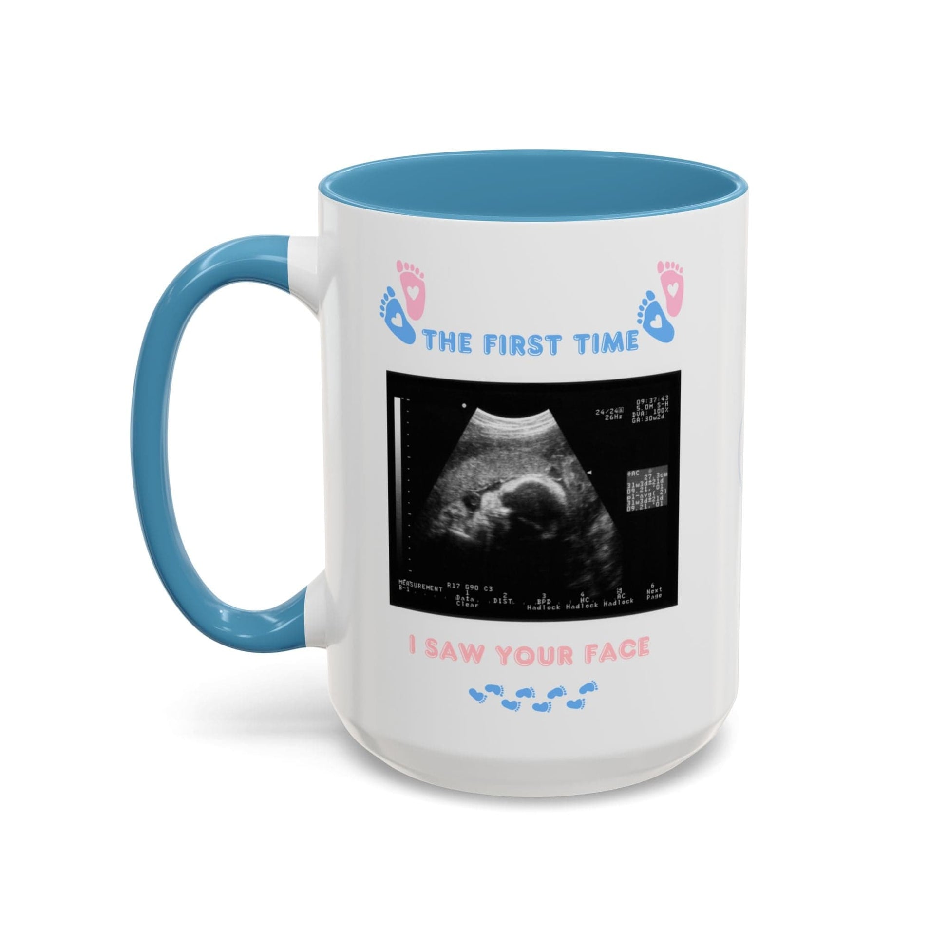 Printify Mug 15oz / Light Blue Parent Coffee Mug, Custom Baby Announcement Gift, Starring Baby, Due Date Mug, Pregnancy Announcement Cup