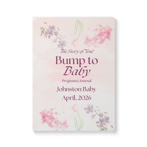 Printify Paper products 100 pages (50 sheets) / Ruled line / 5.75" x 8" Pregnancy Memory Journal, Bump to Baby Keepsake, Floral Softcover Notebook, Baby Shower Gift, Expecting Parent Journal, Maternity Diary