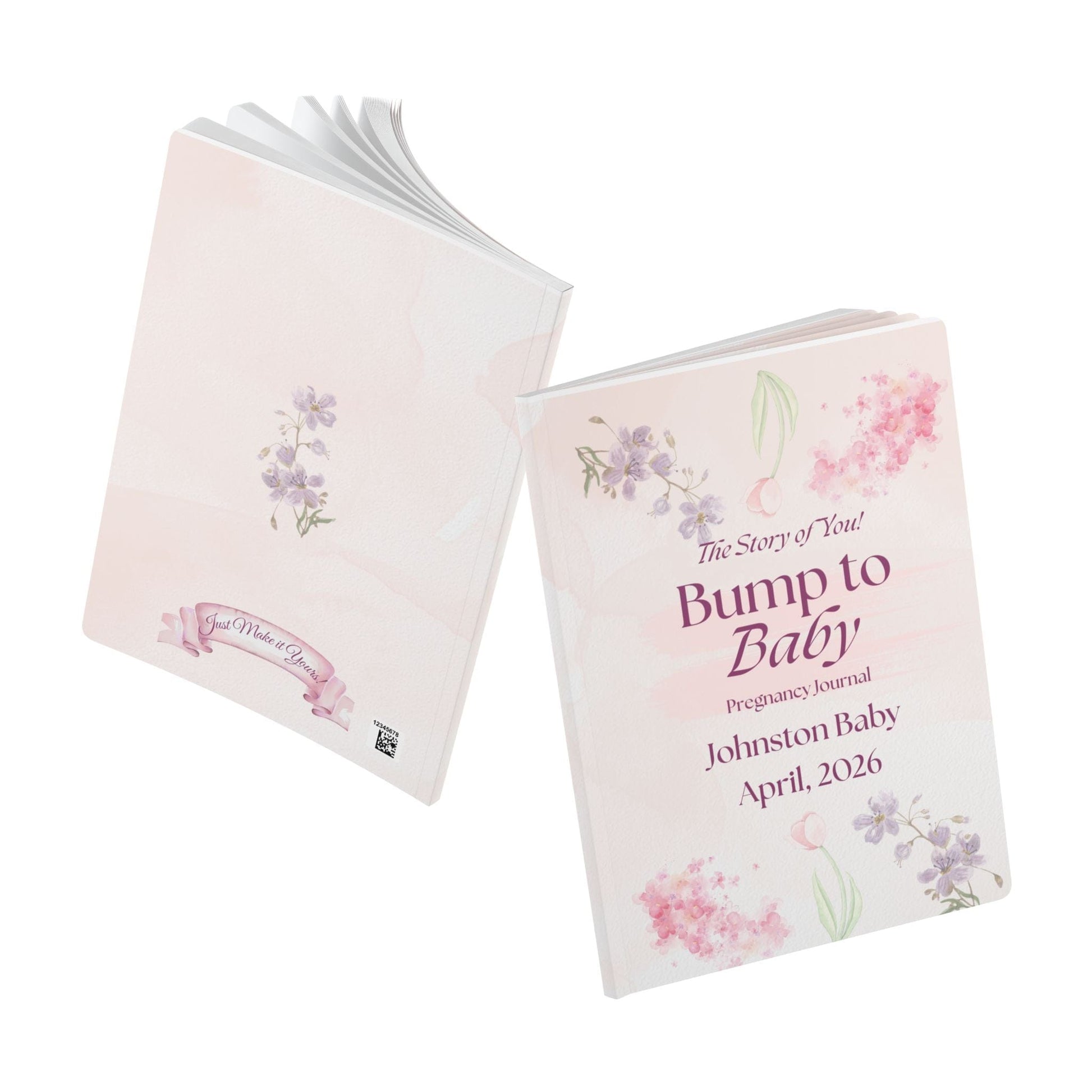 Printify Paper products Pregnancy Memory Journal, Bump to Baby Keepsake, Floral Softcover Notebook, Baby Shower Gift, Expecting Parent Journal, Maternity Diary