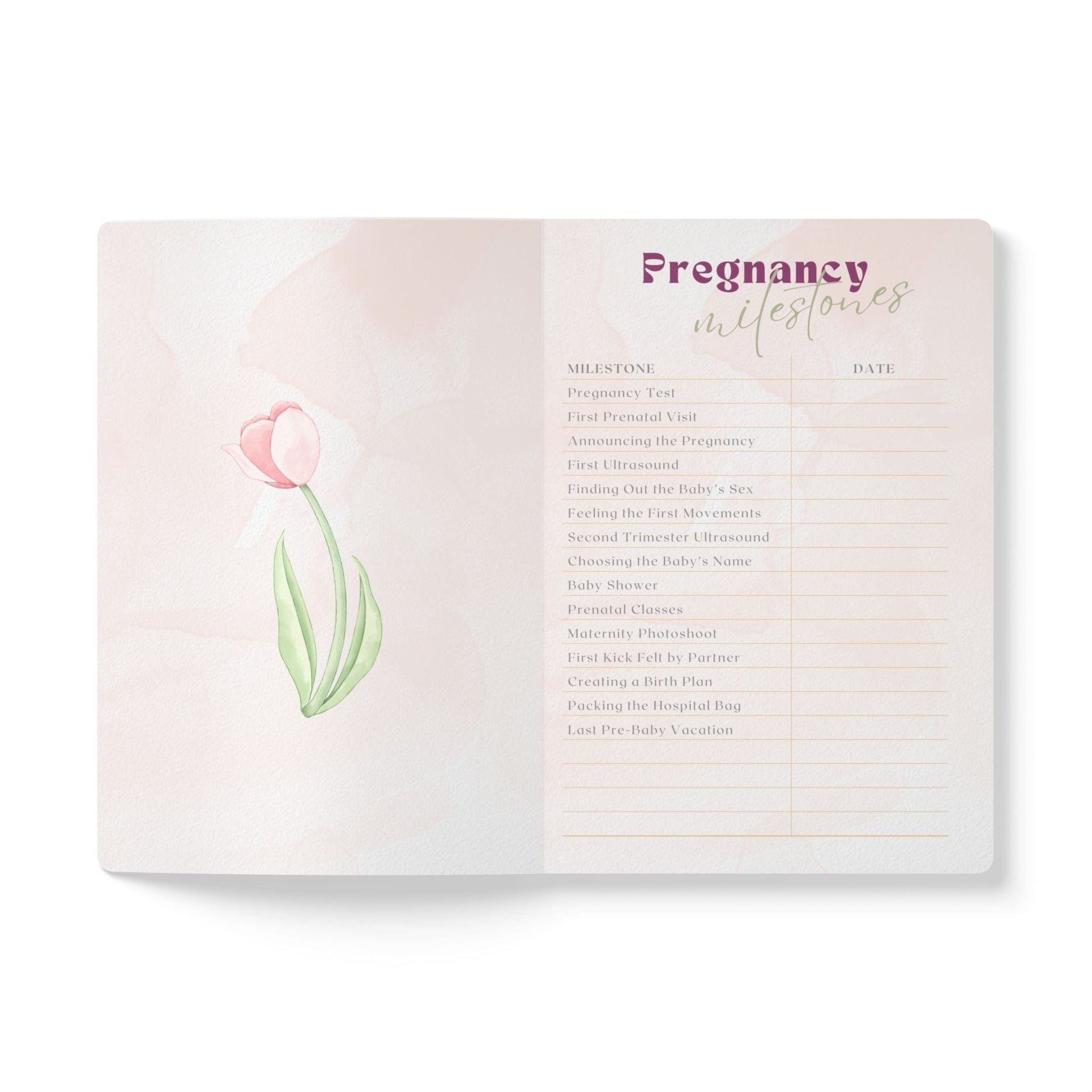 Printify Paper products Pregnancy Memory Journal, Bump to Baby Keepsake, Floral Softcover Notebook, Baby Shower Gift, Expecting Parent Journal, Maternity Diary