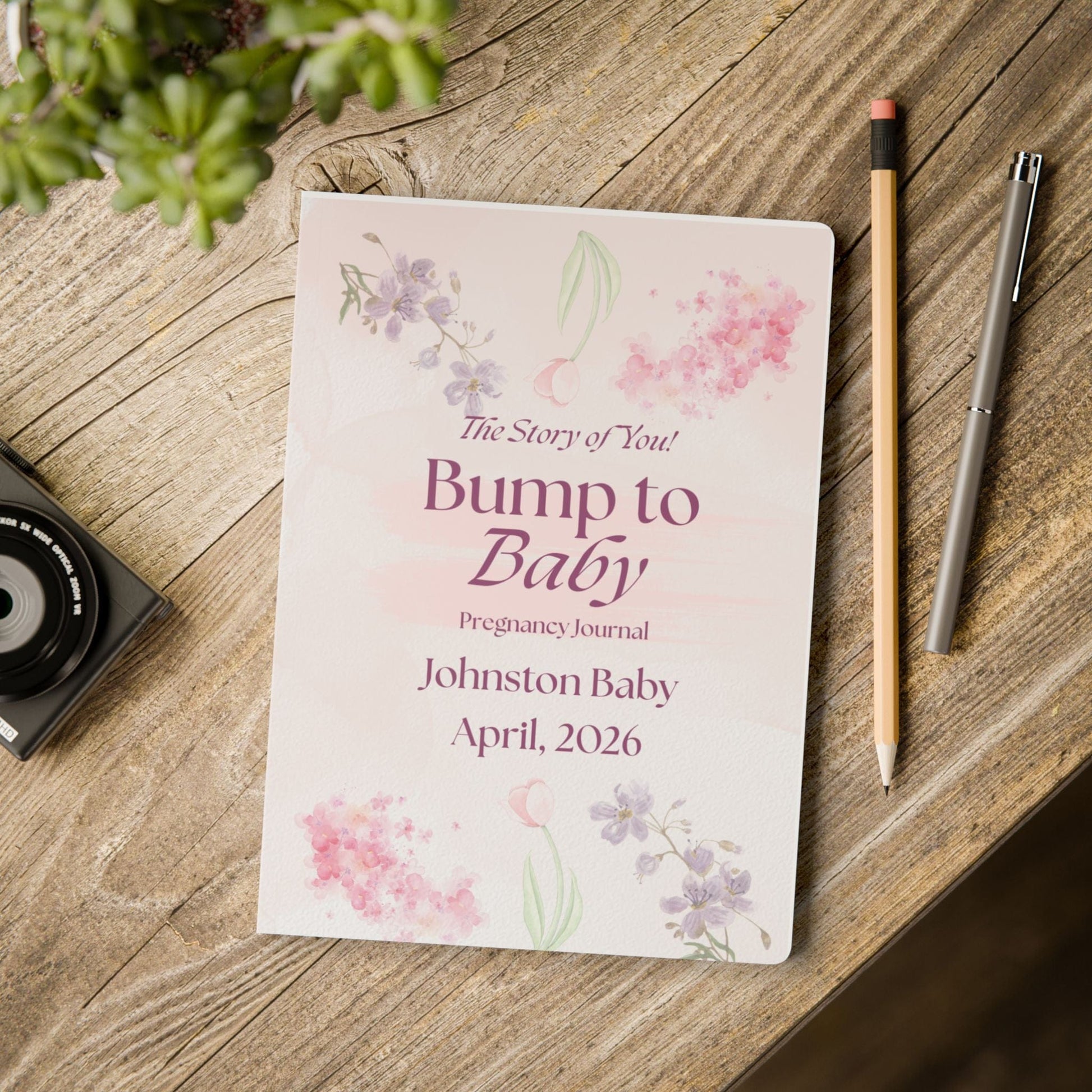 Printify Paper products Pregnancy Memory Journal, Bump to Baby Keepsake, Floral Softcover Notebook, Baby Shower Gift, Expecting Parent Journal, Maternity Diary