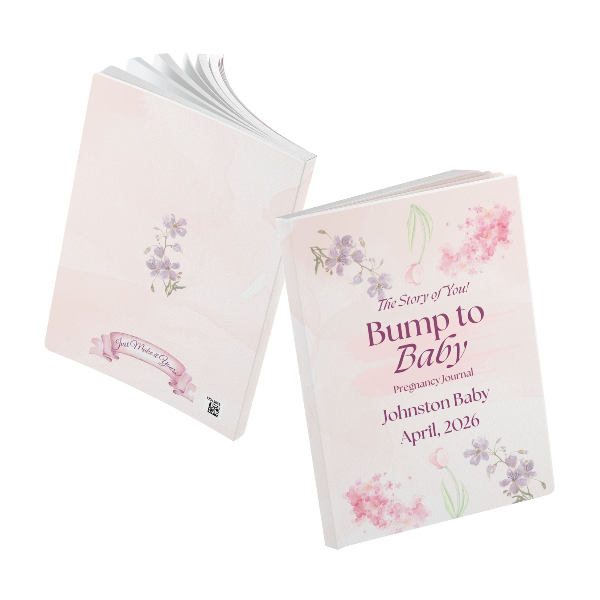 Printify Paper products Pregnancy Memory Journal, Bump to Baby Keepsake, Floral Softcover Notebook, Baby Shower Gift, Expecting Parent Journal, Maternity Diary