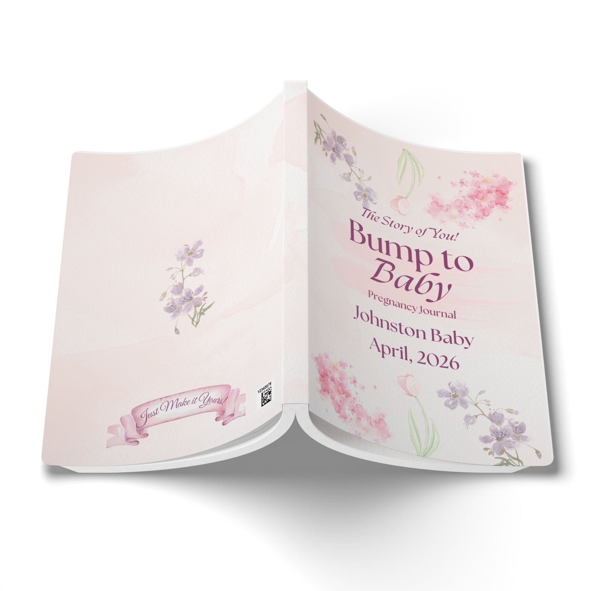 Printify Paper products Pregnancy Memory Journal, Bump to Baby Keepsake, Floral Softcover Notebook, Baby Shower Gift, Expecting Parent Journal, Maternity Diary